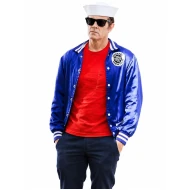 Johnny Knoxville Blue Satin Varsity Jacket