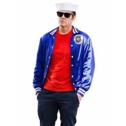 Johnny Knoxville Blue Satin Varsity Jacket