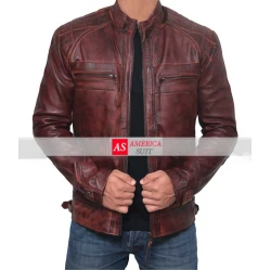 Johnson Brown Distressed Lambskin Racer