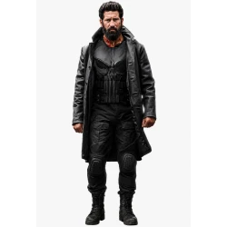 Jon Bernthal The Punisher One Last Kill Black Leather Coat