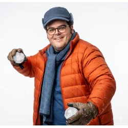 Josh Gad Couples Weekend 2026 Orange Puffer Jacket