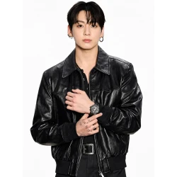 Jung Kook Watch Event 2026 Black Leather Jacket
