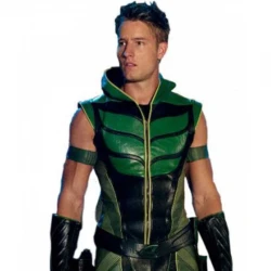 Justice League Green arrow Hoodie Leather Vest Justice League Green arrow Hoodie Leather Vest