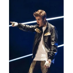 Justin Bieber Topmodel Final Black Leather Jacket Justin Bieber Topmodel Final Black Leather Jacket