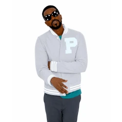 Kanye West Grey Cotton Varsity Jacket