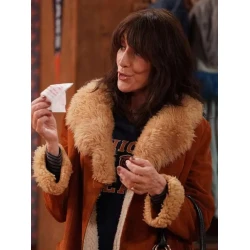Katey Sagal The Conners Shearling Brown Coat