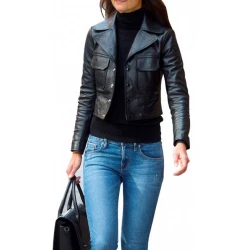 Katie Holmes Black Leather Jacket