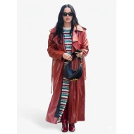 Katy Perry Red Leather Trench Coat