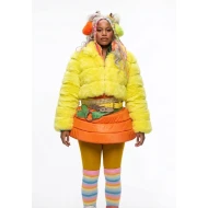 Keke Palmer I Love Boosters 2026 Yellow Faux Fur Jacket