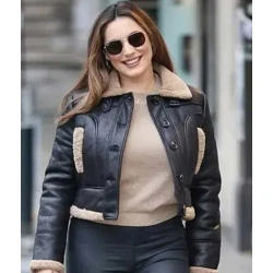 Kelly Brook Heart Radio Studios Leather Jacket