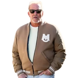 Kevin Costner Beige Bomber Jacket Kevin Costner Beige Bomber Jacket