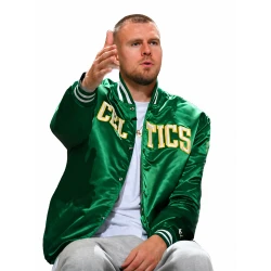 Kristaps Porzingis Boston Celtics Green Satin Jacket
