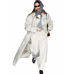 Kylie Jenner Beige Leather Coat