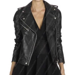 Laurel Lance Black Stitched Leather Jacket