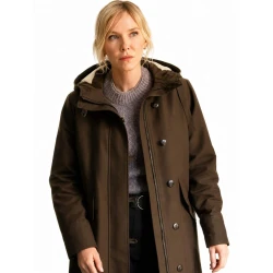 Law And Order SVU Amanda Rollins Brown Hooded Parka Coat