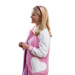 Lexi Minetree Elle 2026 Pink and White Varsity Jacket
