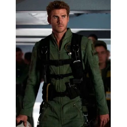 Liam Hemsworth Land of Bad 2024 Green Jumpsuit