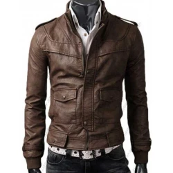 Light Brown Rider Men Slim Jacket