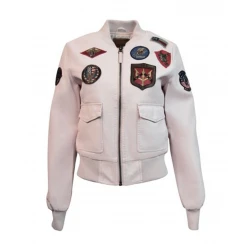 Light Pink Womens Top Gun Vegan Leather Jacket