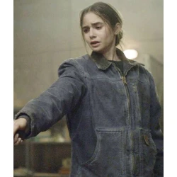 Lily Collins Inheritance Leather Jacket