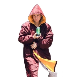 Lily James Swiped Maroon Coat Lily James Swiped Maroon Coat