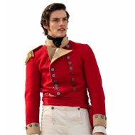 Louis Partridge Pride and Prejudice 2026 Red Wool Jacket