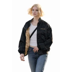 Lucky Anya Taylor Joy Black Satin Jacket Lucky Anya Taylor Joy Black Satin Jacket
