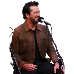 Luke Bryan American Idol 2026 Brown Leather Jacket