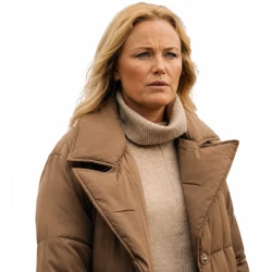 Malin Akerman Let's Love Brown Puffer Coat
