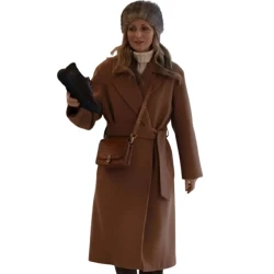 Man Vs Baby Kelly Hampson Brown Wrap Coat