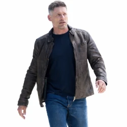 Matt Lauria Sheriff Country Brown Leather Jacket