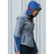 Mega Man Blue Leather Jacket With Hoodie For Men