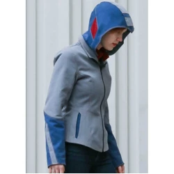 Mega Man Blue Leather Jacket With Hoodie For Men