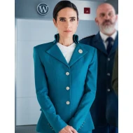 Melanie Cavill Snowpiercer Blue Coat