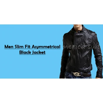 Men Assymetrical Slim Fit Jacket