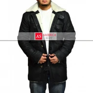 Black Leather Shearling Coat