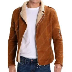 Camel Suede Moto Jacket