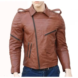 Men Classical Brown Biker Leather Jacket