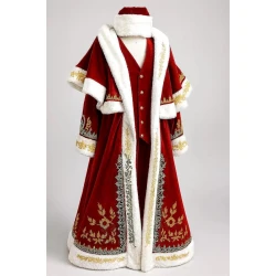 Men’s Santa Claus Costume – Red Velvet Gold Embroidered Christmas Coat Men’s Santa Claus Costume – Red Velvet Gold Embroidered Christmas Coat