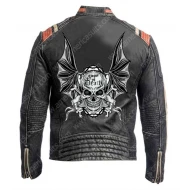 Mens Black Leather Jacket with Zippered Cuffs