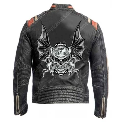 Mens Black Leather Jacket with Zippered Cuffs