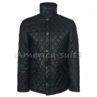 Mens Black Quilted Leather Jacket