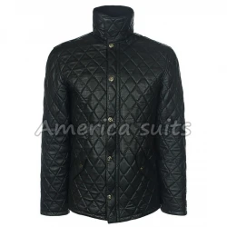Mens Black Quilted Leather Jacket