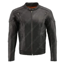 Mens Classic Fitted Black Leather Jacket