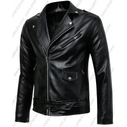 Mens Classic Police Style Faux Leather Motorcycle Jacket Mens Classic Police Style Faux Leather Motorcycle Jacket