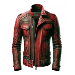 Mens Distressed Red Leather Jacket Mens Distressed Red Leather Jacket