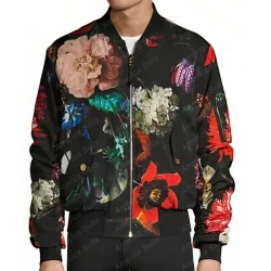 Mens Floral Wool-blend Bomber Jacket Mens Floral Wool-blend Bomber Jacket