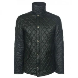 Mens Quilted Black Leather Bomber Jacket Mens Quilted Black Leather Bomber Jacket