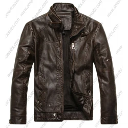 Mens Vintage Stand Up Collar Leather Jacket Mens Vintage Stand Up Collar Leather Jacket