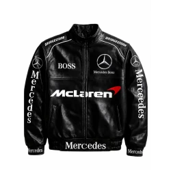 Mercedes Benz McLaren Black Leather Racing Jacket